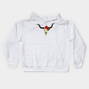 Bull skull with roses Kids Hoodie